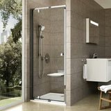 Tuš vrata Ravak Pivot 90 cm u sjajnom kromu s prozirnim staklom i zaokretnim otvaranjem