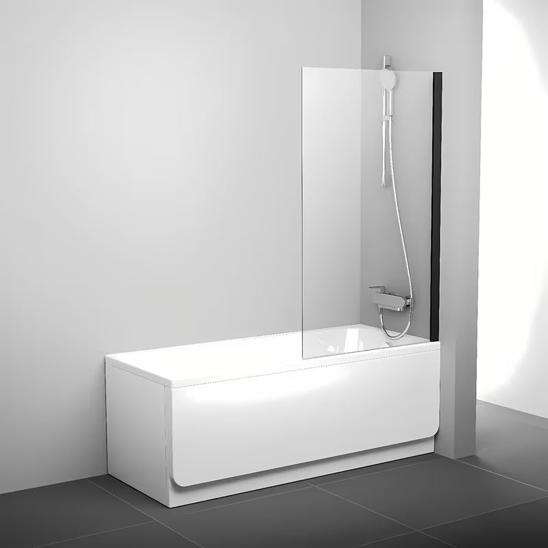 Fiksna paravan za kadu Ravak Pivot u crnoj izvedbi s prozirnim sigurnosnim staklom