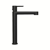 Crna mat stojeća miješalica za umivaonik Ravak Puri bez odvoda s perlatorom FlexiFlow.