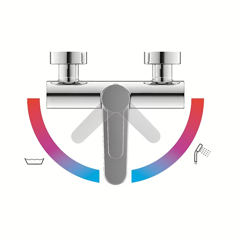 Kromirani zidna miješalica za kadu Ravak Puri sa skrivenim rotacijskim preklopnikom kada/tuš