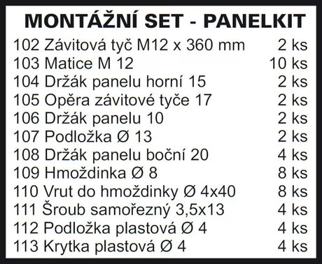 Montažni set Ravak Panelkit pro za pričvršćivanje obložne ploče na tuš kadu Sabina 90x90.