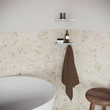 Kutna polica Ravak Slim C u izvedbi satin/krom s perforiranom površinom i donjim kukicama