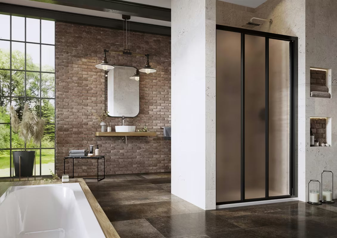 Crni klizne tuš vrata Ravak Supernova 130 cm s neprozirnim staklom Grape