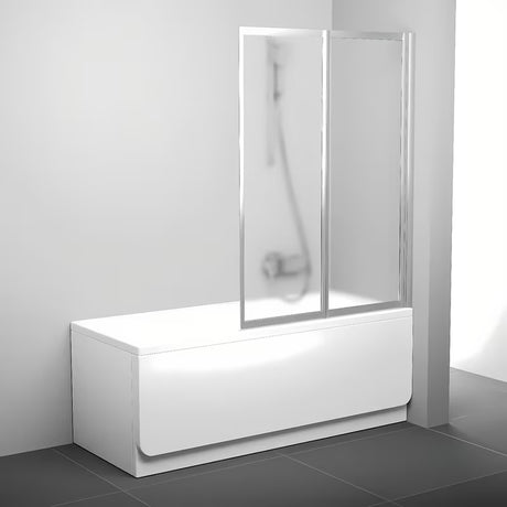 Sklopiva dvodijelna paravan za kadu Ravak Supernova u izvedbi satin s neprozirnim staklom Grape