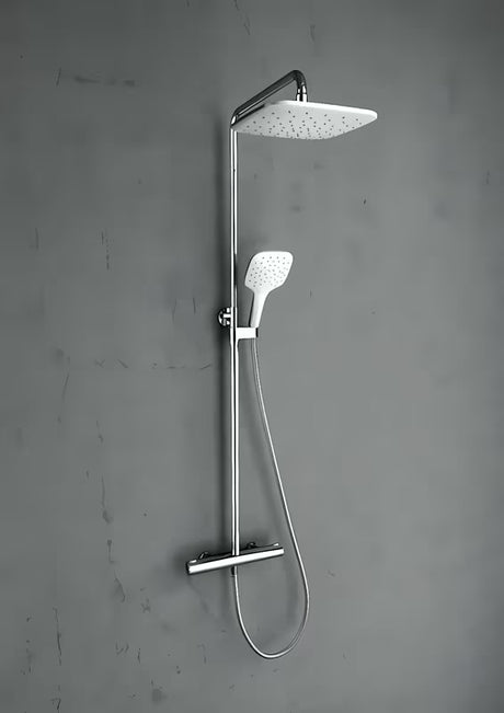 Tuš sustav Ravak Termo 300 s termostatskom miješalicom u kromu s nadglavnim tušem 25 cm i ručnim tušem