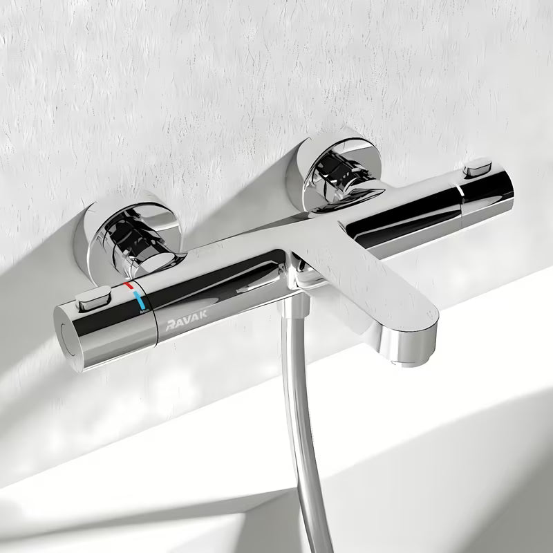 Kromirani termostatska zidna miješalica za kadu Ravak Termo s tehnologijom CoolFeel