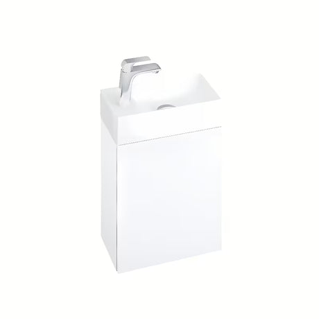 Bijeli sjajni viseća ormarić ispod mali umivaonik Ravak Veda 40 s Push otvaranjem