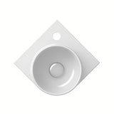 Bijeli kutne mali umivaonik Ravak Yard 28x28 cm okruglog oblika i s upuštenom odlagališnom površinom