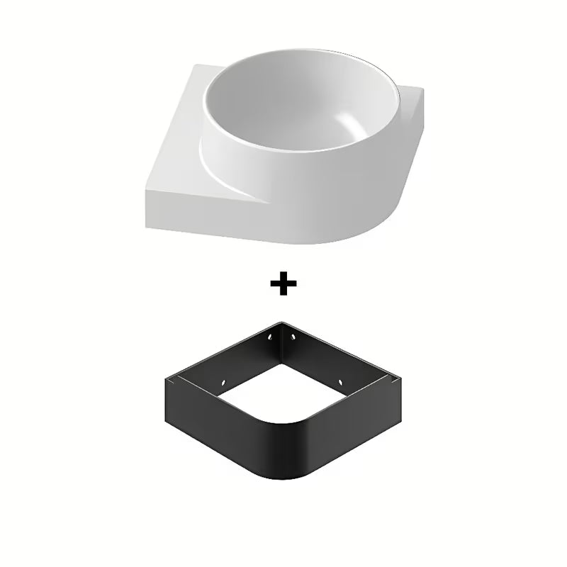 Bijeli kutne keramički mali umivaonik Ravak Yard 28x28 cm s upuštenom odlagališnom površinom