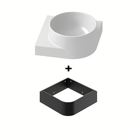 Bijeli kutne keramički mali umivaonik Ravak Yard 28x28 cm s upuštenom odlagališnom površinom