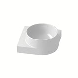 Bijeli keramički kutne mali umivaonik Ravak Yard bez preljeva s odlagališnom plohom i otvorom pro za slavinu.