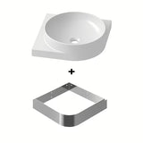 Bijeli keramički kutne ugradbeni umivaonik Ravak Yard 45x45 cm s upuštenom odlagališnom površinom