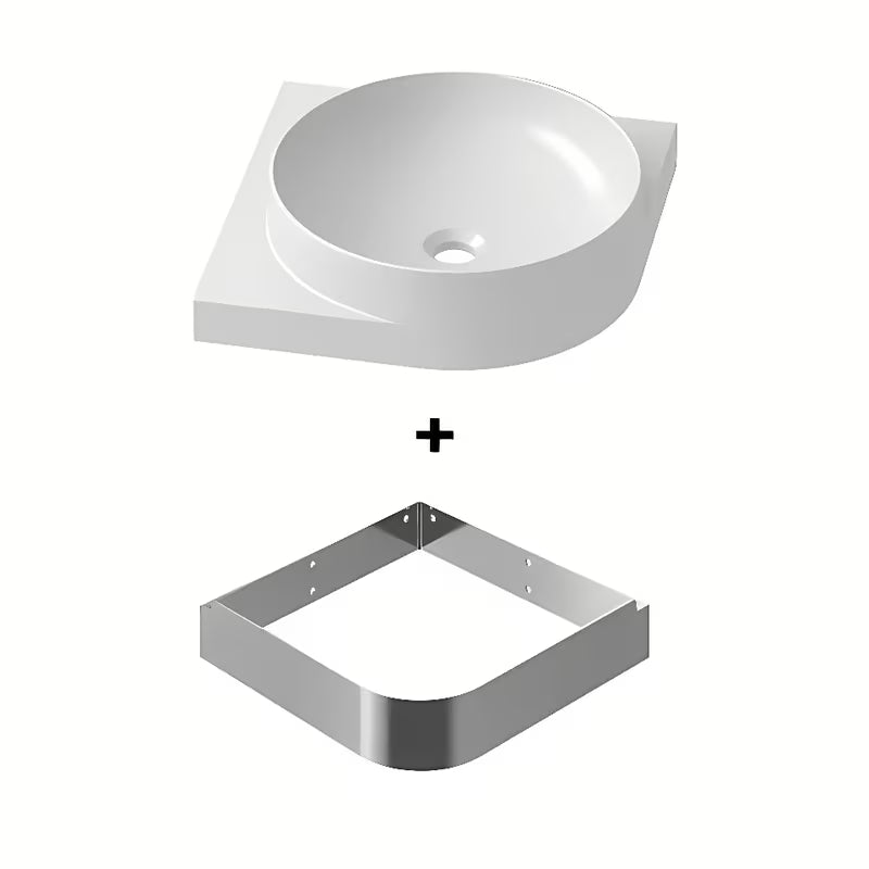 Bijeli keramički kutne ugradbeni umivaonik Ravak Yard 45x45 cm s upuštenom odlagališnom površinom