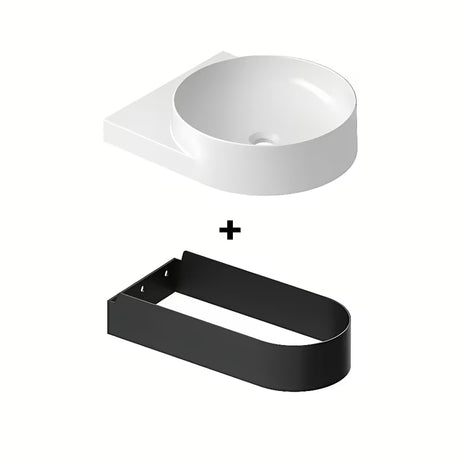 Bijeli keramički ugradbeni umivaonik Ravak Yard sa sniženom odlagališnom površinom na stražnjem dijelu