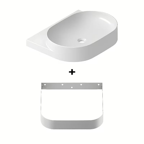 Bijeli ugradbeni umivaonik Ravak Yard ovalnog oblika sa skrivenom odlagališnom plohom