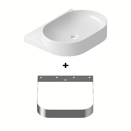 Bijeli ugradbeni umivaonik Ravak Yard ovalnog oblika sa skrivenom odlagališnom plohom