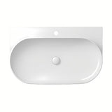 Bijeli keramički ugradbeni umivaonik Ravak Yard 80,5x50 cm s minimalističkim oblikom i odlagališnom plohom