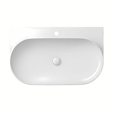 Bijeli keramički ugradbeni umivaonik Ravak Yard 80,5x50 cm s minimalističkim oblikom i odlagališnom plohom