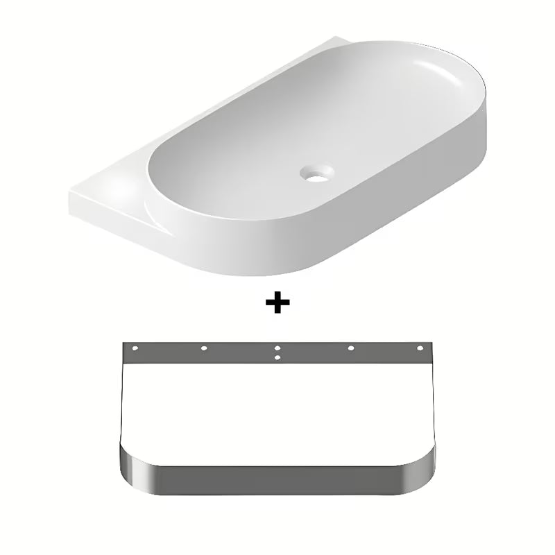 Bijeli keramički ugradbeni umivaonik Ravak Yard s odlagališnom plohom na stražnjoj strani