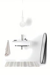 Bijeli keramički ugradbeni umivaonik Ravak Yard s odlagališnom plohom na stražnjoj strani