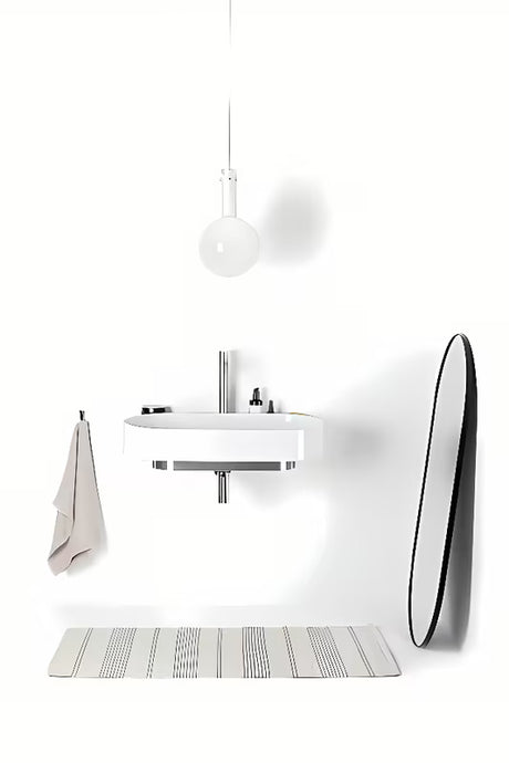 Bijeli keramički ugradbeni umivaonik Ravak Yard s odlagališnom plohom na stražnjoj strani