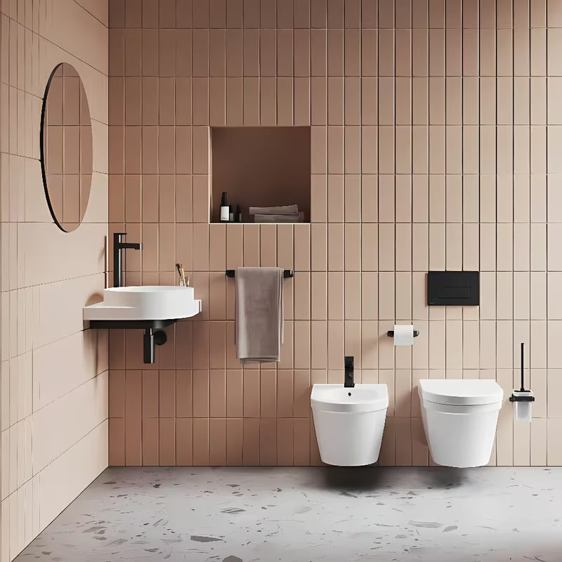 Bijeli viseće keramički umivaonik Ravak Yard 45x45 cm sa sniženom odlagališnom plohom