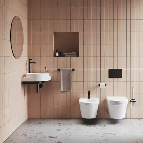 Bijeli viseće keramički umivaonik Ravak Yard 45x45 cm sa sniženom odlagališnom plohom