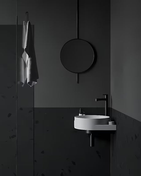 Bijeli viseće keramički umivaonik Ravak Yard 45x45 cm sa sniženom odlagališnom plohom