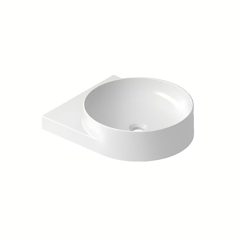 Bijeli keramički viseći umivaonik Ravak Yard 40 bez preljeva s otvorom pro za stojeću slavinu.