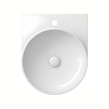 Bijeli keramički viseći umivaonik Ravak Yard 40 bez preljeva s otvorom pro za stojeću slavinu.