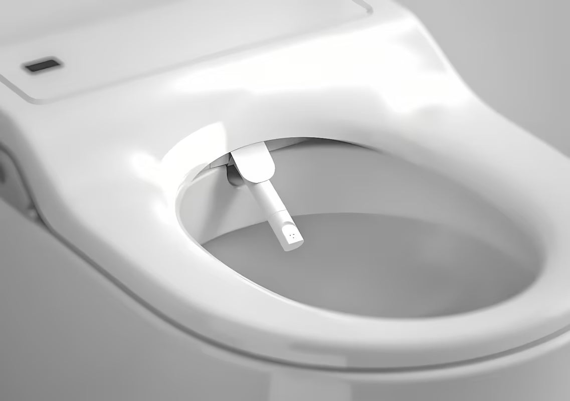 Viseća WC Školjka Roca Inspira In-Wash s integriranim bideom u bijeloj boji i Rimless izvedbi.