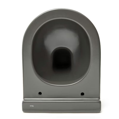 Viseća WC Školjka Roca Inspira u mat boji oniks s bezrubnom izvedbom Rimless i skrivenim pričvršćenjem.