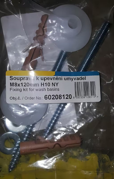 Montažni set Roca Nexo pro pričvršćenje pisoara i umivaonici s metalnim elementima i plastičnim čahurama.