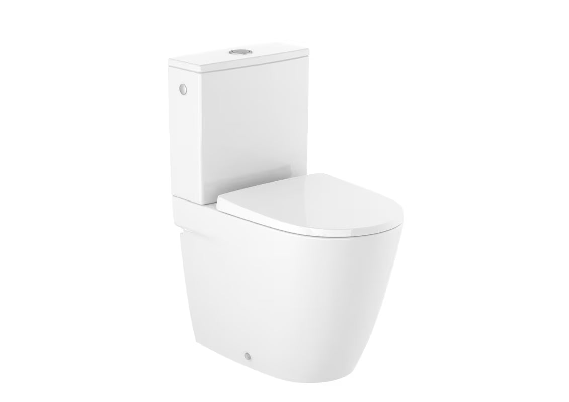Bijeli stojeća WC školjka kombi Roca Ona bez sustava za ispiranje zaobljenog modernog dizajna