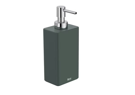 Samostojeći  dozator sapuna Roca Ona u mat zelenoj boji od ABS plastike, zapremine 200 ml.