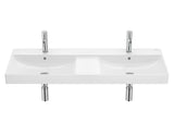 Bijeli keramički dvostruki umivaonik Roca Ona 120x46 cm s tankim rubovima i odlagališnom površinom
