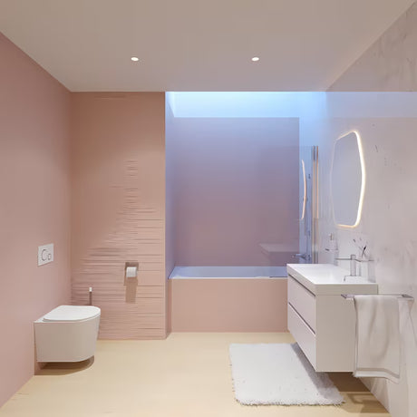 Viseća kupaonski ormarić Roca Ona s keramičkim umivaonikom u mat bijeloj boji, 80x64,5x46 cm.