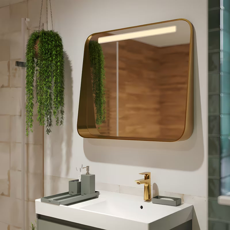 Viseća kupaonski ormarić s keramičkim umivaonikom Roca Ona u mat zelenoj boji.