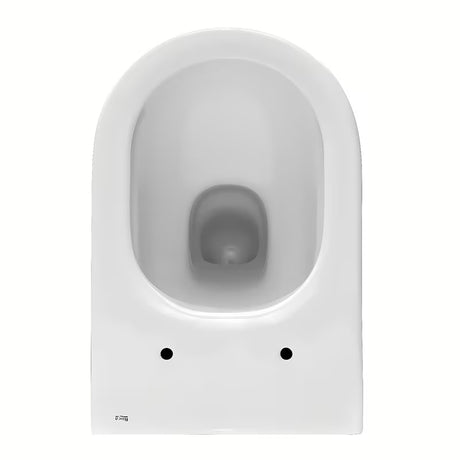 Bijeli viseća WC školjka Roca The Gap s Rimless izvedbom i sjajnom glaziranom površinom.