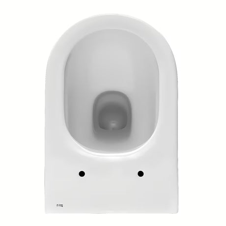 Bijeli viseća WC školjka Roca The Gap s Rimless izvedbom i sjajnom glaziranom površinom.
