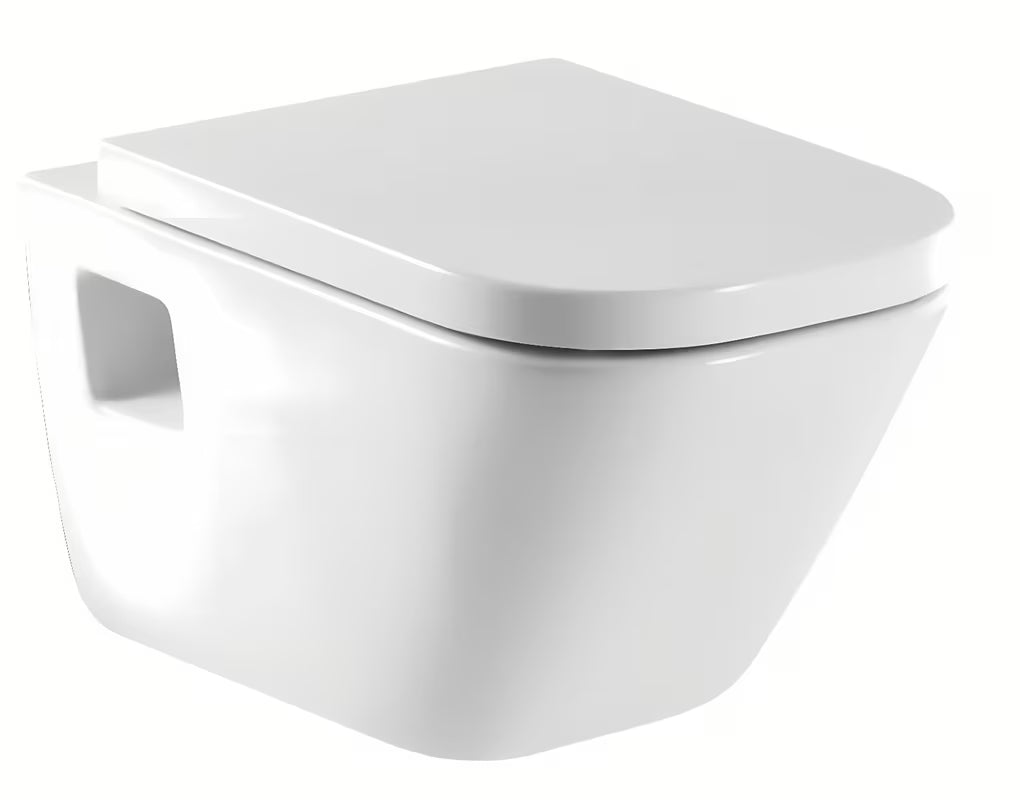 Bijeli viseća WC školjka Roca The Gap od keramike s dubokim ispiranjem i štedljivim ispiranjem 3/4,5 l.