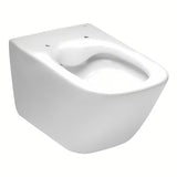 Bijeli viseća WC školjka Roca The Gap s Rimless izvedbom bez sustava za ispiranje i četvrtastim dizajnom