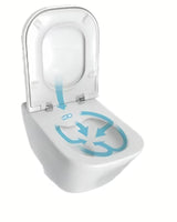 Bijeli viseća WC školjka Roca The Gap s Rimless izvedbom bez sustava za ispiranje i četvrtastim dizajnom