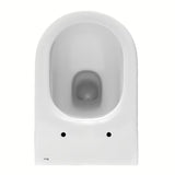 Bijeli viseća WC školjka Roca The Gap s Rimless izvedbom i sjajnom glaziranom površinom.