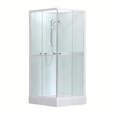 Kvadratna tuš kutija Roth Project 90x90 cm s bijelim profilima i prozirnim staklom, klizne vrata.
