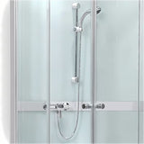 Kvadratna tuš kutija Roth Project 90x90 cm s bijelim profilima i prozirnim staklom, klizne vrata.