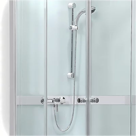 Kvadratna tuš kutija Roth Project 90x90 cm s bijelim profilima i prozirnim staklom, klizne vrata.