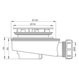 Sniženi sifon za tuš kadu Roth s plastičnim kromiranim pokrovom pro odvod 90 mm