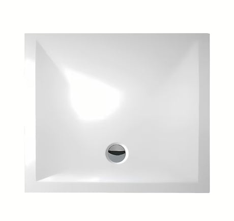 Bijela pravokutna tuš kada Roth 90x80 cm od lijevanog mramora s niskim ulaznim rubom