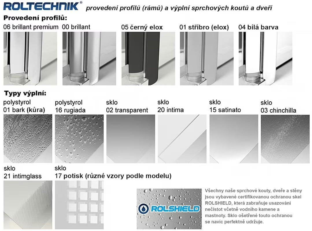 Tuš stranica za vrata  Roth Tower Line 70 cm u sjajnom kromu s prozirnim staklom